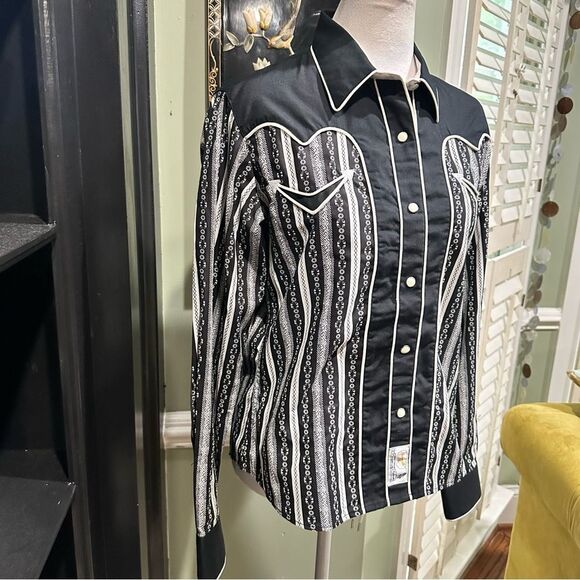 Panhandle Slim Black and White Western Button Down Size Medium - Picture 4 of 14